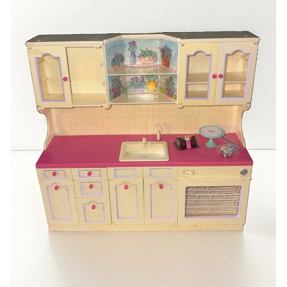 Vintage 1996 Tyco Kitchen Littles Deluxe Kitchen Center with Some Food
